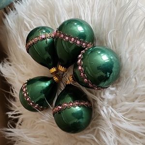 Vintage NOMA embellished teardrop glass ornaments